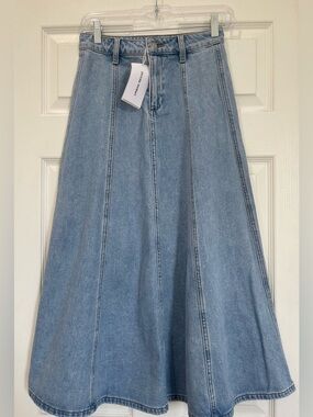Urban Revivo Light Blue Denim Midi Skirt XS